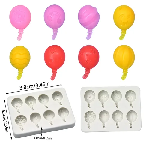 8-Cavity Balloon Silicone Mold for Chocolate Fondant DIY Resin Plaster Handmade Cake Decorating Tool Baking Accessories