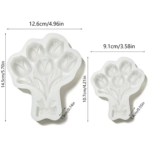 French Tulip Flower Bouquet Silicone Cake Mold For Mother's Day Chocolate Mousse Baking Dessert Making Tray DIY Craft Mold