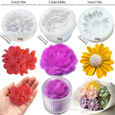 Flower Silicone Mold DIY Daisy Rose Aroma Stone Handmade Soap Gypsum Epoxy Resin Drip Glue Mold Floral Casting Crafting Tool