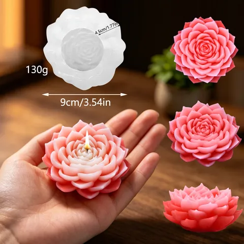 Lotus Flower Shape Silicone Mold For DIY Handmade Candle Chocolate Cake Pudding Biscuit Baking Tool 3D Flower Mold