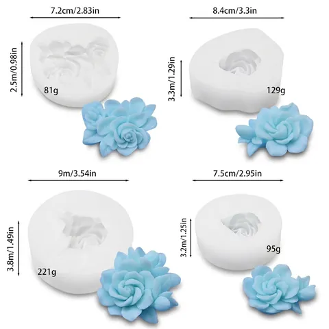 Floral Rose Scented Candle Silicone Mold DIY Handmade Soap Aroma Stone Plaster Resin Craft Flower Petal Mold