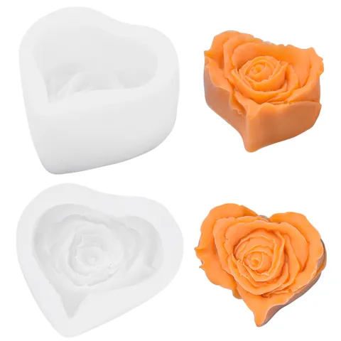 Herz Rose Blume Silikonform DIY Aromatherapie Kerze Handgemachte Seife Gips Harz Casting Handwerk Werkzeug Home Dekoration
