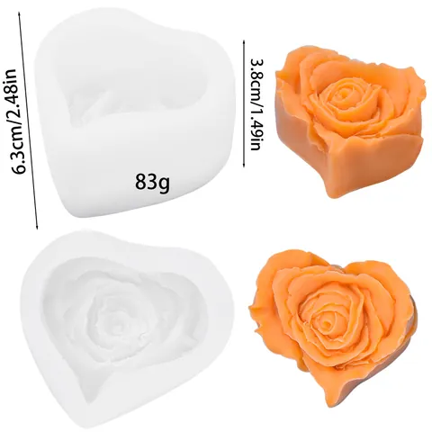 Herz Rose Blume Silikonform DIY Aromatherapie Kerze Handgemachte Seife Gips Harz Casting Handwerk Werkzeug Home Dekoration