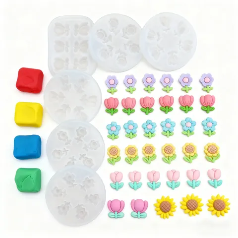 DIY Flower Silicone Mold Sunflower Tulip For Fondant Cake Chocolate Candy Crafting 3D Floral Soap Candle Resin Molding Tool