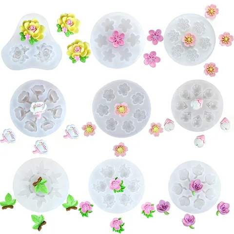 Molde de Silicona con Forma de Flor para Decoración de Pasteles Fondant Chocolate Aromaterapia Yeso Sakura Molde de Horneado