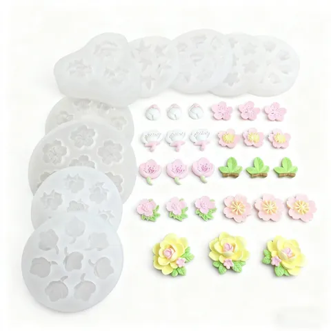 Molde de Silicona con Forma de Flor para Decoración de Pasteles Fondant Chocolate Aromaterapia Yeso Sakura Molde de Horneado