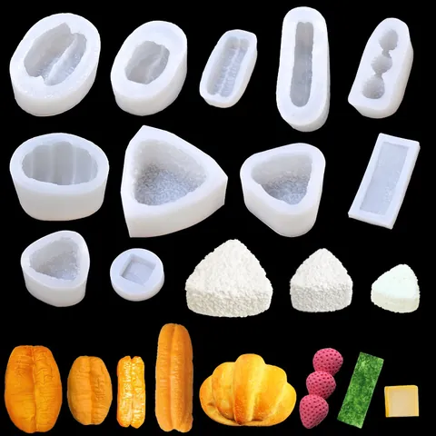 Realistic Food Shape Silicone Cake Mold Croissant Fried Dough Stick Rice Ball Strawberry Butter Shape DIY Baking Craft Mold