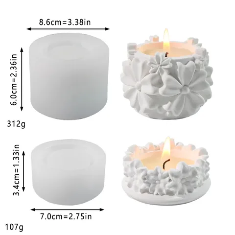 Five Petal Flower Silicone Mold For Candle Holder DIY Three Dimensional Floral Resin Casting Soap Cake Fondant Baking Mold
