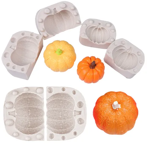 Stampo in Silicone a Forma di Zucca 3D per Halloween Cottura Torta Mousse Cioccolato Stampo Texture Realistica DIY Strumento di Decorazione del Dessert