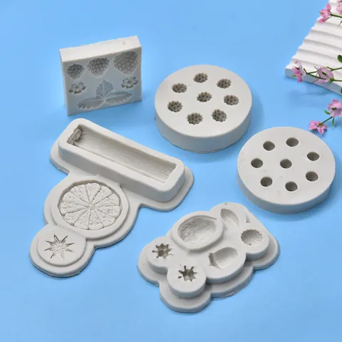 Realistische Simulation Frucht Gewürz Silikonform Erdbeerblatt Kiefernzapfen Zitrone Sternanis Zimt Himbeere Blaubeere Backform DIY Fondant Kerze Werkzeug