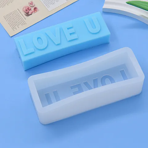 LOVE U Letter Shape Silicone Mold For Baking DIY Cake Soap Candle Making Tool Rectangular Fondant Chocolate Crafting Mold