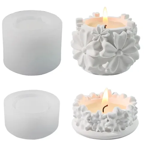 Five Petal Flower Silicone Mold For Candle Holder DIY Three Dimensional Floral Resin Casting Soap Cake Fondant Baking Mold