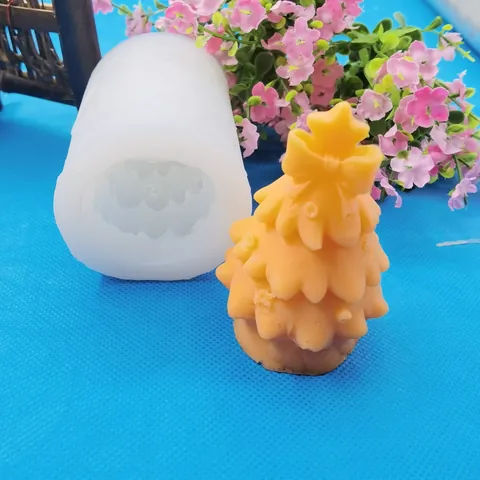 3D Christmas Tree Silicone Mold DIY Handmade Scented Candle Soap Plaster Resin Making Tool Flexible Festive Decor Craft Mold