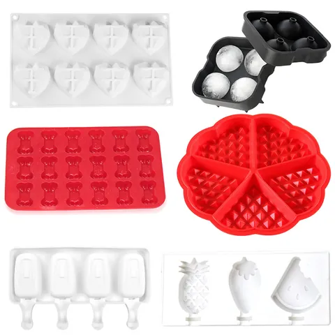Silicone Mold For Ice Cube Chocolate Cake Baking Heart Bone Sphere Fruit Popsicle Shape DIY Flexible Silicone Mold For Christmas Home Kitchen