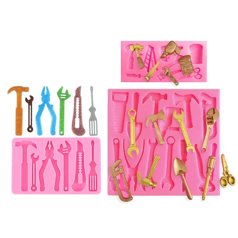 Stampo in Silicone Liquido Serie Attrezzi Ferramenta Chiave Pinza Martello Sega Trapano per Decorazione Torte Fondente DIY