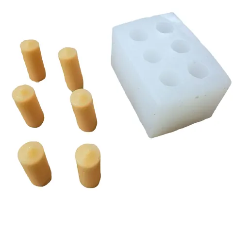Mini 6-Hole Cylindrical Aromatherapy Candle Silicone Mold For DIY Handmade Candle Wax Decor Decorative Craft Supplies
