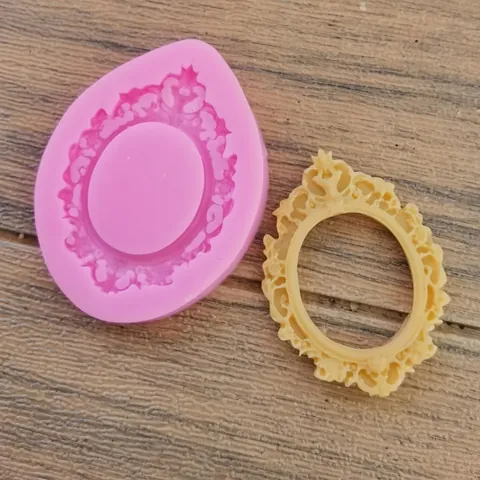 European Vintage Relief Pattern Silicone Mold Retro Photo Frame Mirror Frame Fondant Cake Mold For DIY Baking Craft Tools
