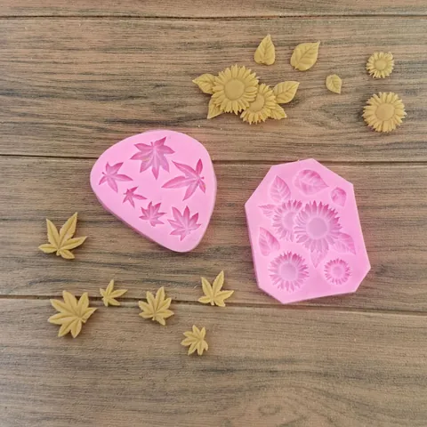 Silicone Fondant Mold Sunflower Maple Leaf Shaped Cake Decorating Baking Tool For Chocolate Pastry Kitchen Baking Accessories