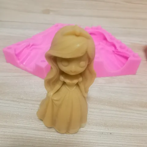 3D Princess Girl Silhouette Silicone Cake Mold Q-Version Cute Girl Shape Fondant DIY Chocolate Candle Ornament Making Mold