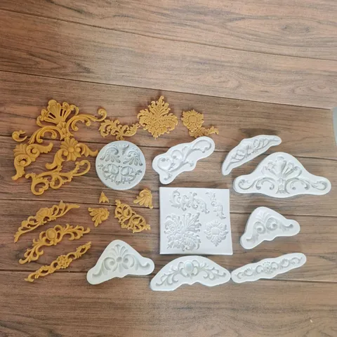 European Baroque Relief Silicone Cake Mold Court Totem Openwork Scroll Pattern Fondant Decorating Border Mold For DIY Baking