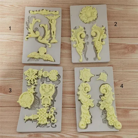 European Retro Relief Silicone Fondant Mold DIY Chocolate Aromatherapy Stone Cake Decoration Baroque Angel Floral Mould