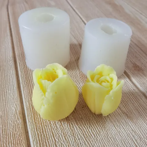 Tulip Flower Silicone Mold For DIY Scented Candle Aromatherapy Plaster Soap Chocolate Mousse Making 3D Flower DIY Mold