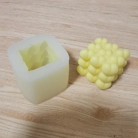 3D Heart Rubik's Cube Scented Candle Silicone Mold Geometric Square Heart Shape DIY Plaster Craft Wax Melting Mold Home Decor Tools