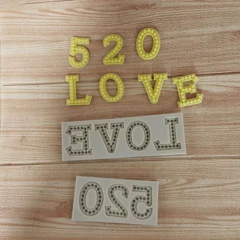 Silicone Cake Mold Pearl Texture 520 LOVE Letters Number Baking Tool For Valentine's Day Wedding Dessert Table Decoration