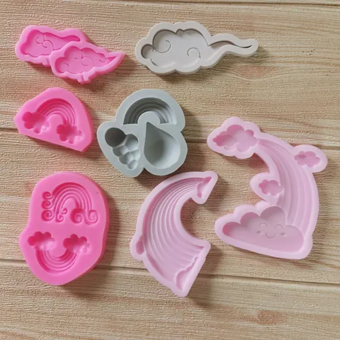 Stampo in Silicone a Forma di Arcobaleno e Nuvola per Cioccolato Decorazione Torte Fondente Strumento per Gesso Resina Fai Da Te