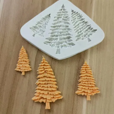 Christmas Tree Pattern Silicone Mold For Cake Decoration Fondant Chocolate Triple Cavity Baking DIY Craft Kitchen Bakeware White