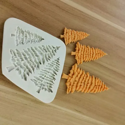 Christmas Tree Pattern Silicone Mold For Cake Decoration Fondant Chocolate Triple Cavity Baking DIY Craft Kitchen Bakeware White