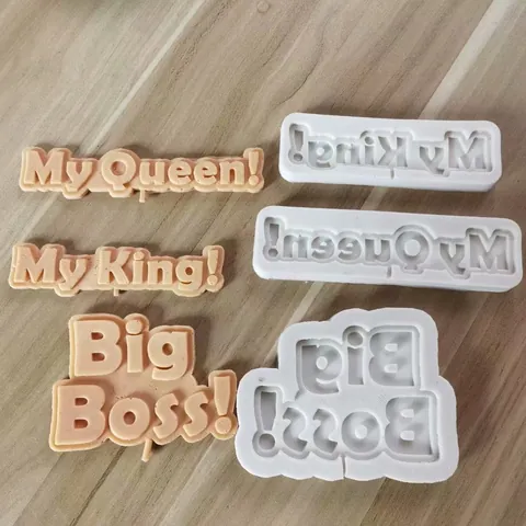 My King Queen Big Boss Letter Silicone Cake Topper Mold Cookie Fondue Decorating Tool DIY Baking Kitchen Accessories