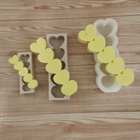5-Schakels Zuil Hart Siliconen Vorm Voor DIY Kaarsen Maken Hars Craft Mousse Ijs Cake Vorm Valentijnsdag Tool