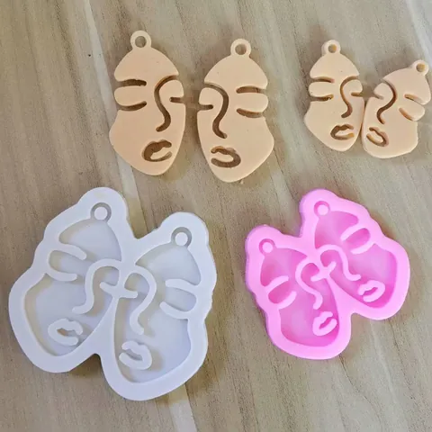Abstract Female Face Silicone Mold DIY Resin Keychain Aromatherapy Pendant Minimalist Line Art Face Portrait Craft Tool