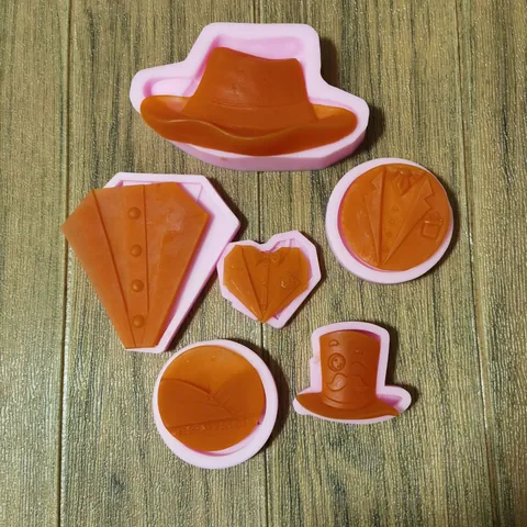 Smoking Anzug Krawatte Fliege Zylinder Silikonform Gentleman Thema Fondant Schokolade Keks Backen Dekoration Küche DIY Werkzeug