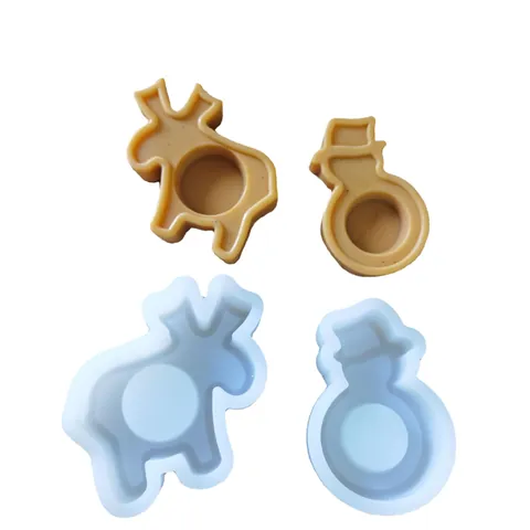 Moule en Silicone Bonhomme de Neige Renne de Noël DIY Bougie Mousse au Chocolat Aromathérapie Gypse Savon Décoration Noël