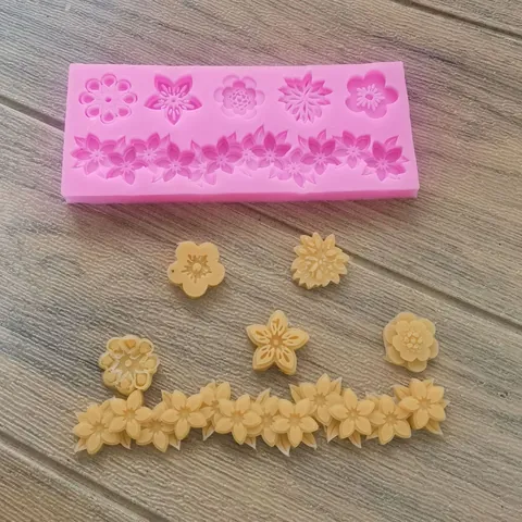 Molde de Silicona con Borde de Encaje Floral Para Fondant Chocolate Resina DIY Patrón de Flores Herramienta de Decoración