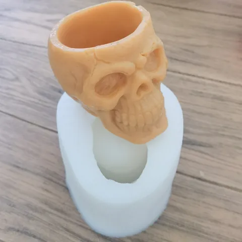 3D Skull Silicone Mold with Flowers for Halloween Scented Candle Wax Plaster Resin Casting DIY Halloween Party Decoration