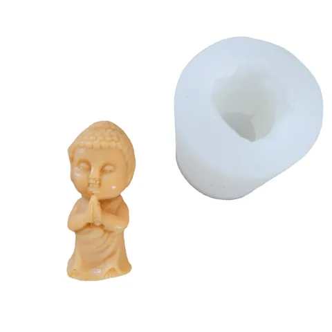 Little Buddha Silicone Mold For DIY Scented Candle Wax Plaster Crafting Home Tabletop Decor Zen Figurine Making Mold