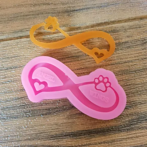 Infinity Dog Paw Heart Silicone Mold DIY Angel Wings Epoxy Resin Keychain Car Hanging Casting Mold Crafting Tool