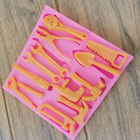 Hardware Tools Shaped Silicone Mold For Cake Decoration Fondant Chocolate Craft DIY Baking Pink Silicone Kitchen Baking Tool