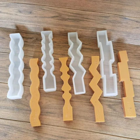 Moule à Bougie en Silicone DIY Bande Longue Irrégulière Vague Zigzag Géométrique Aromathérapie Plâtre Chocolat Artisanat