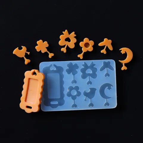 DIY Silikon Schlüsselanhänger Form Für Harzguss Mehrfach Geometrische Anhänger Schmuckherstellung Werkzeug Herz Stern Mond Epoxidform