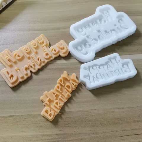 Happy Birthday English Letter Cake Topper Silicone Mold Fondant Chocolate Baking Mold For DIY Cake Decorating Sugarcraft