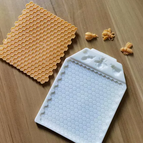 Small Bee Honeycomb Cake Border Decoration Silicone Mold For Fondant Chocolate Clay Baking Tools White Cake Molds