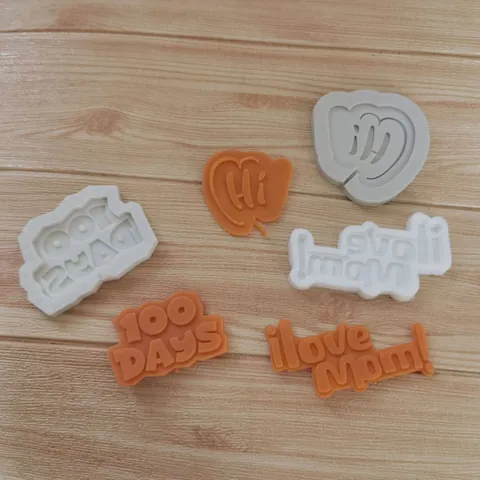 Silicone Alphabet Cake Topper Mold For Chocolate Fondant Biscuit HI I Love Mom Anniversary Baking Decoration Tools