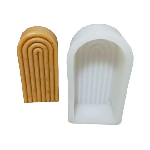 Moule à Bougie en Silicone Arc-en-ciel Design Géométrique à Rayures Pour Ornement de Plâtre d'Aromathérapie Moule Artisanal DIY