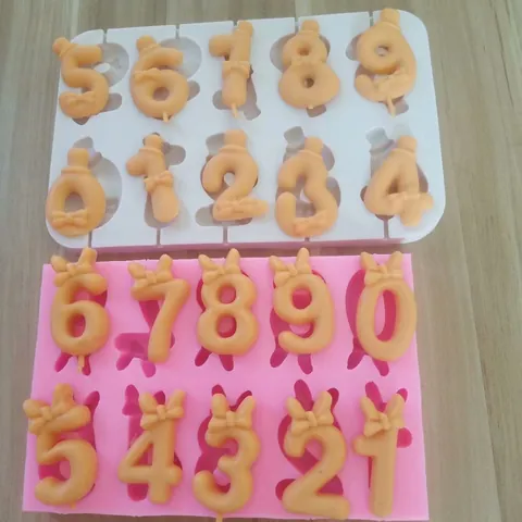 Molde de Silicona para Piruletas Números 0-9 Con Chistera y Lazo Decoración de Pasteles Chocolate Dulces