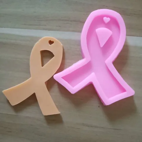 Heart Ribbon Silicone Mold Pink Heart Shape Silicone Keychain Mold DIY Aromatherapy Car Pendant Resin Casting Mold Handmade Tool
