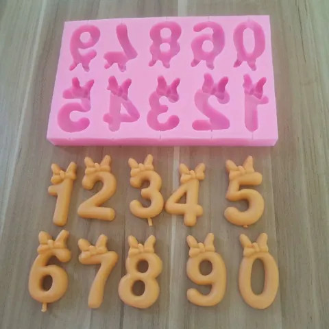 Molde de Silicona para Piruletas Números 0-9 Con Chistera y Lazo Decoración de Pasteles Chocolate Dulces